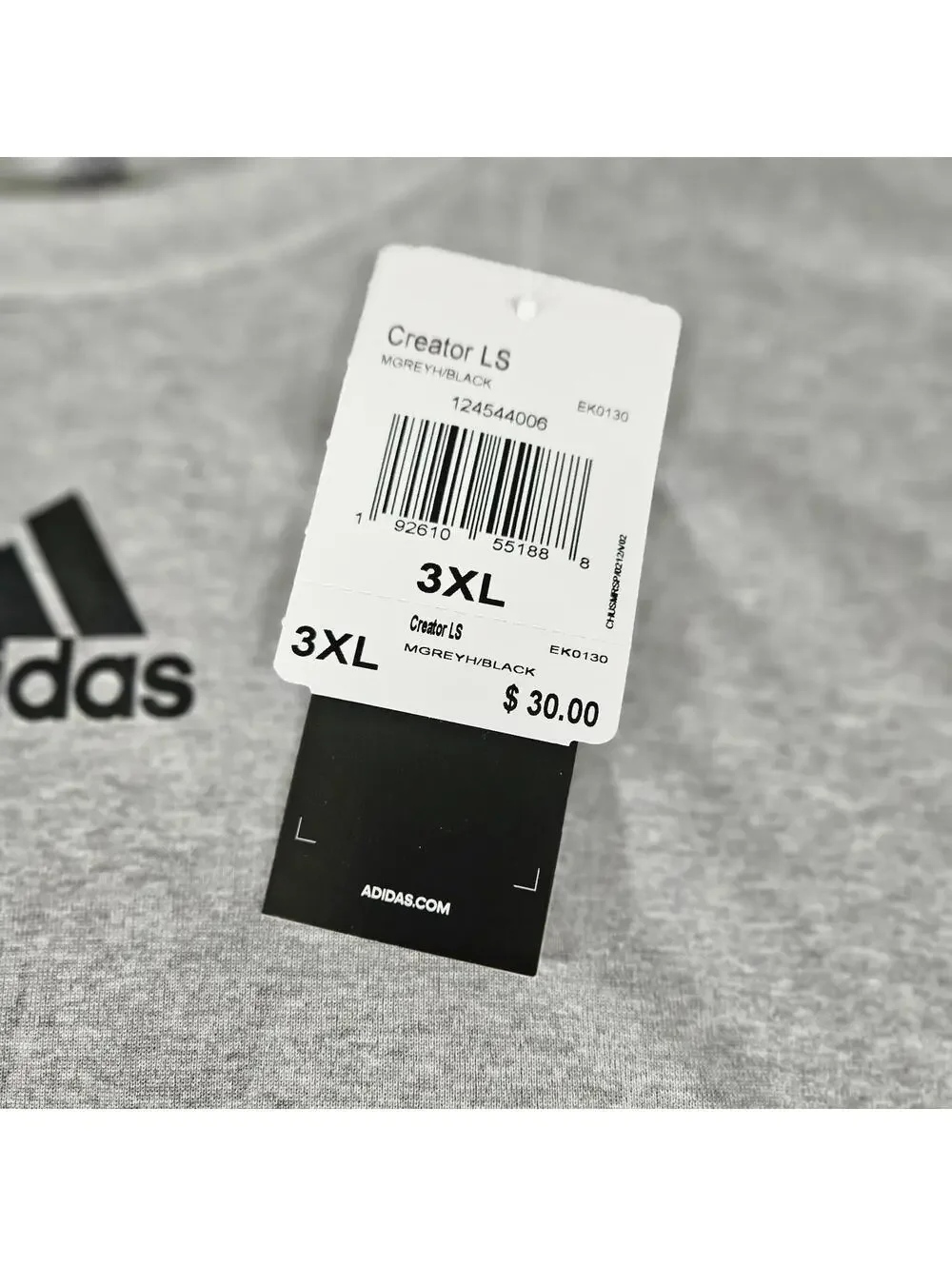 Adidas Creator LS Men’s 3XL Gray Long Sleeve Athletic Performance Shirt NWT
